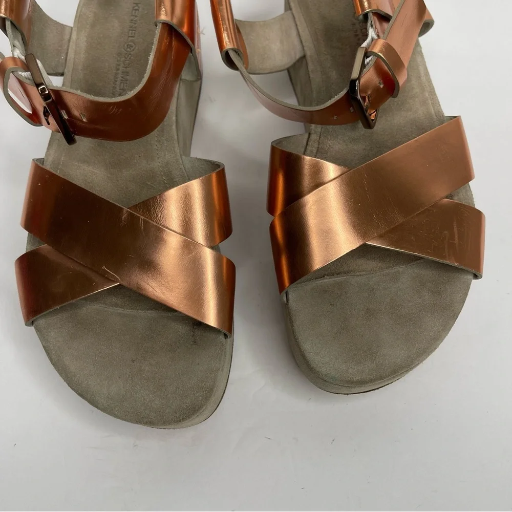 Kennel & Schmenger Rose Gold/Cooper Metallic Platform Sandal Size 8 Designer Y2K